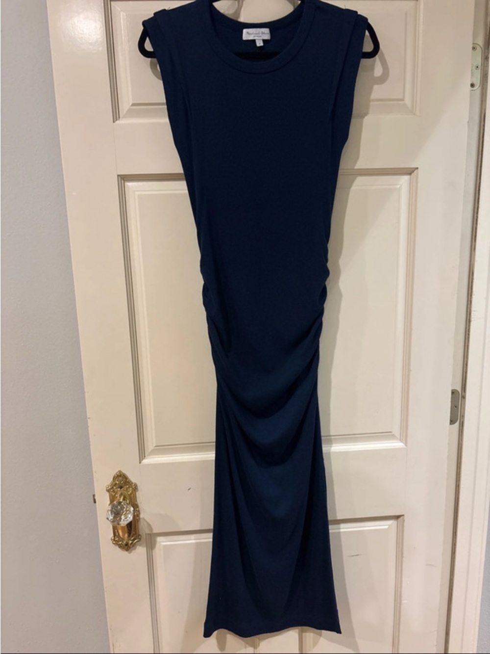 Sleeveless Ruched Navy Maxi Dress by Michael Stars